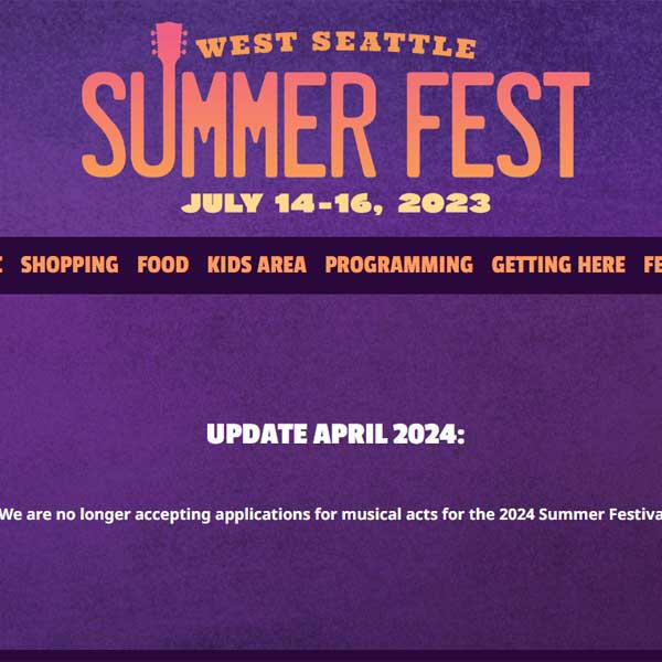 West Seattle Summer Fest website by WebCami