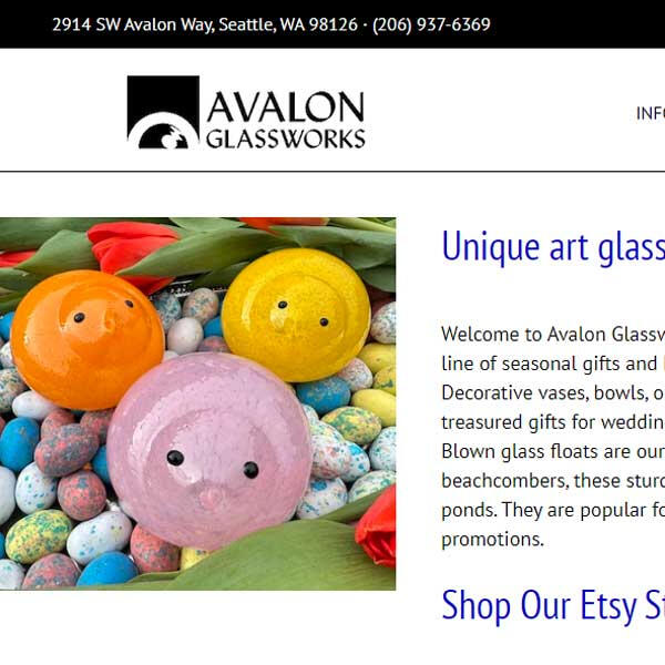 Avalon Glassworks website by WebCami