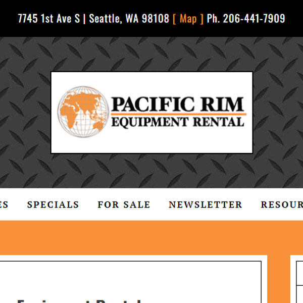 Pacific Rim Equipment Rental website by WebCami